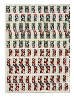 1991 Lot of (2) Uncut Football Cards Sheets - Joe Montana & Barry Sanders